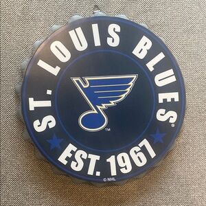 NHL St. Louis Blues Blue and White Metal Wall Art 13” across